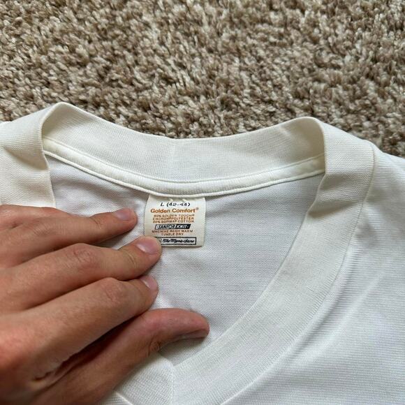 Perfect Vintage 70s White Blank Basic V Neck Shirt Top Tee - Picture 6 of 8